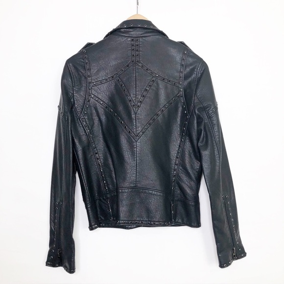 Blank NYC, black studded, vegan leather motorcycle jacket - Picture 2 of 12